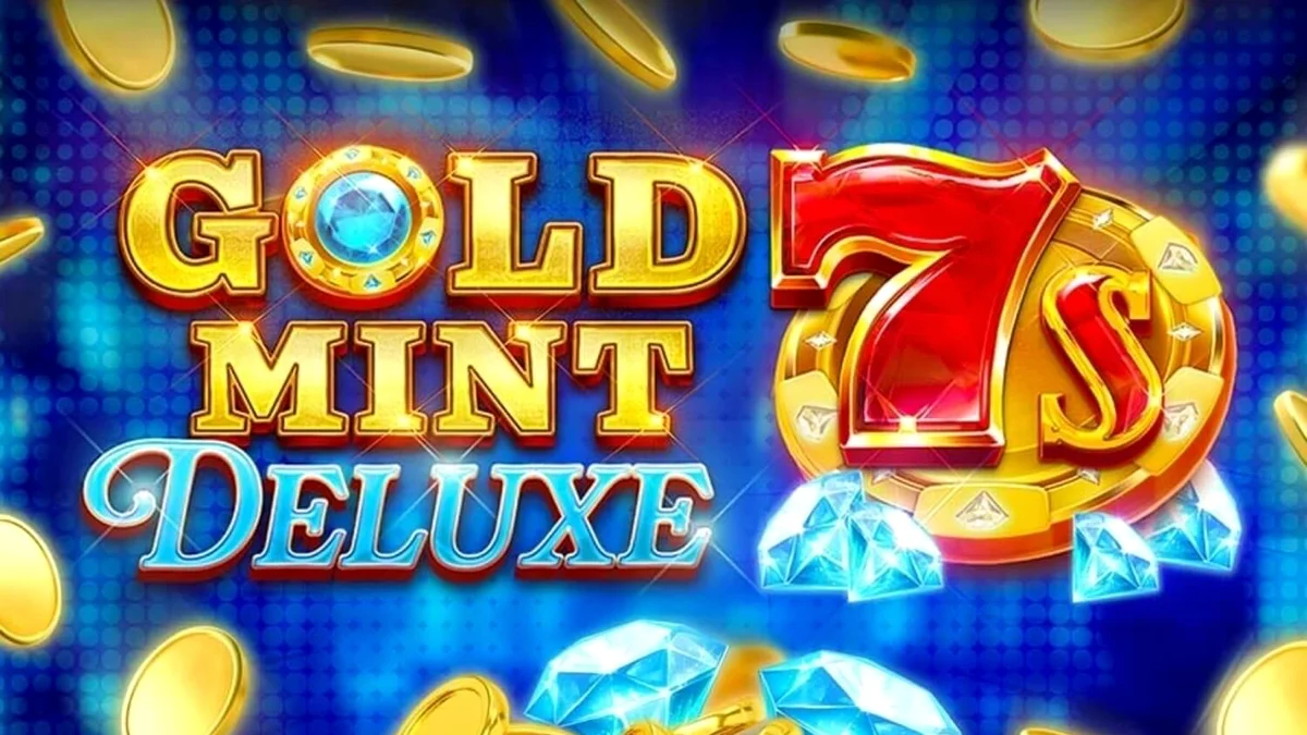 Gold Mint 7s Deluxe slot machine interface with golden jewels and classic sevens.